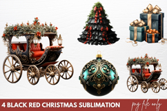 Black Red Christmas Sublimation PNG Product Image 1