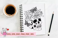 Skull Flower Butterfly Svg, Sugar Skull Svg Product Image 2