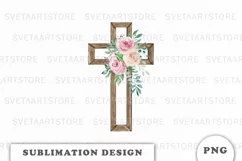 Watercolor Floral cross Png clipart Product Image 1