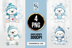 Cute Polar Bear Mug Clipart Sublimation PNG Product Image 1