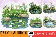 Pond With Wildflowers Clipart Bundle Product Image 1