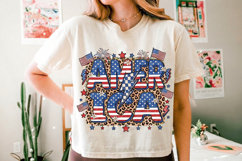 Retro America Leopard pattern PNG T-Shirt|4th of July PNG Product Image 8