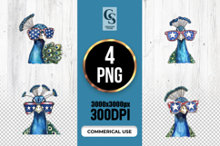 Patriotic Peacock Watercolor Clipart PNG Product Image 1