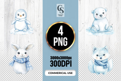 Cute Winter Baby Animals Clipart Sublimation PNG Product Image 1
