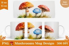 Mushroom Mug Template, Watercolor Mushrooms Sublimation Product Image 1