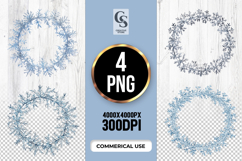 Blue Ice Snowflake Wreath Clipart Sublimation PNG Product Image 1