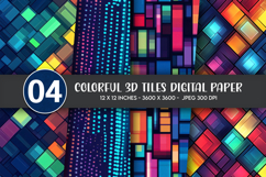 Colorful 3D Tiles Digital Paper Product Image 1