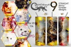 Cats &amp; flowers | skinny tumbler sublimation design bundle Product Image 1