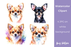 Cute Watercolor Chihuahua Clipart 4 JPG Product Image 1
