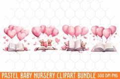 Pastel Baby Nursery Clipart Big, Baby Boy Elephant Clipart Product Image 1