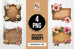 Rustic Floral Wooden Sign Frame Clipart Sublimation PNG Product Image 1
