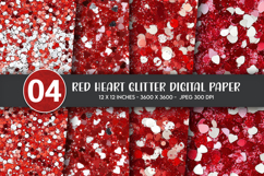 Red Heart Glitter Digital Paper Product Image 1