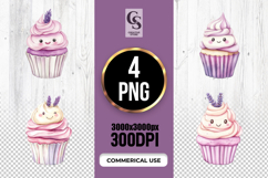 Cute Lavender Cupcake Watercolor Clipart Sublimation PNG Product Image 1