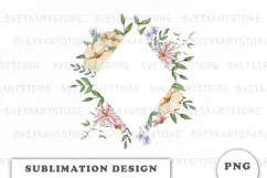 Watercolor Garden floral Frame png Product Image 1