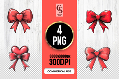 Red Heart Bow Clipart Sublimation PNG Product Image 1