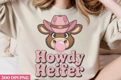 Howdy Heifer PNG, Pink Western Sublimation PNG Product Image 2