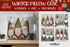 Embroidery Christmas Gnome Pillow Case, Gnome Pillowcase PNG Product Image 1