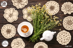 Flowers Coasters Laser Cut Bundle | Drink Coaster | SVG Product Image 1
