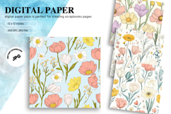 Flower Pattern Background Wallpaper Digital Paper_6 Product Image 1
