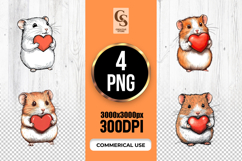 Cute Hamster Holding Heart Clipart Sublimation PNG Product Image 1