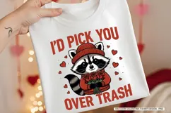 I'd Pick You Over Trash Raccoon Valentine T-Shirt Design Product Image 1