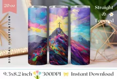 Floral Cross Tumbler Wrap, Easter Cross Tumbler Wrap Design Product Image 1