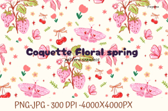 Coquette Spring floral Strawberry pattern seamless Fabric Product Image 1