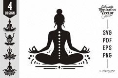 Elegant Yoga Silhouette with Lotus Flowers Product Image 1