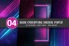 Neon Cyberpunk Digital Paper Product Image 1
