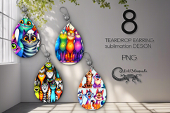 Funny pets | cartoon Teardrop earring sublimation design Product Image 1