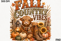 Fall Country Vibes Highland Cow Autumn Sublimation SVG Product Image 2