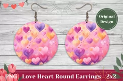 Love Hearts Earring PNG, Valentine's Day Round Earrings PNG Product Image 1