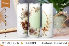 Watercolor Floral Wreath Tumbler Design, Flowers Tumbler Product Image 1