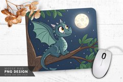 Moonlit Dragon Perched in a Tree Mouse Pad PNG Design Product Image 1