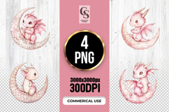 Cute Pink Baby Dragon Clipart Sublimation PNG Product Image 1