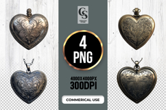 Vintage Heart Locket Clipart Sublimation PNG Product Image 1