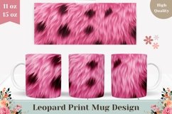 Pink Leopard Print Mug Template, Pink Fur Mug Sublimation Product Image 1