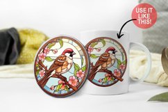 Sparrow Floral Sublimation Bundle| Stained Glass Mug Design Product Image 2