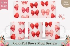 Pink Bows Mug Wrap Design, Cartoon Love Mug Design Product Image 1