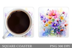 Wildflowers Coaster Design. Square Coaster Flowers Template Product Image 1