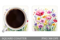Wildflowers Coaster Design. Flowers Coaster Sublimation Product Image 1