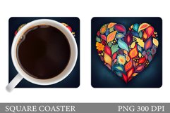 Heart Coaster Sublimation. Boho Heart Coaster Template Product Image 1