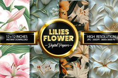 Lilies Flower Digital Papers - 04 Variations Product Image 1