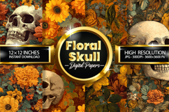 Flower Skull Digital Papers - 04 Variations Product Image 1