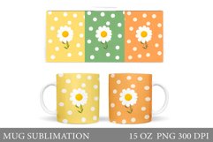 Flowers Mug Sublimation. Daisy Flowers Mug Wrap Design Product Image 1