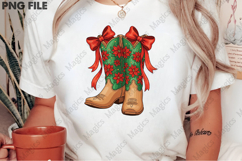 Coquette Christmas Bow Cowgirl Boots PNG Product Image 2