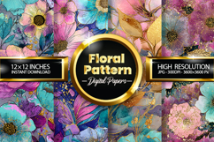 Floral Pattern Digital Papers - 04 Variations Product Image 1