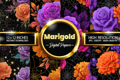 Marigold Flower Digital Papers - 04 Variations Product Image 1