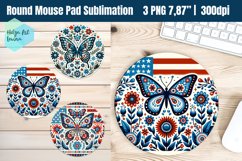 Round Mouse Pad | Patriotic butterfly PNG Product Image 1