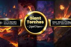Giant Torches Digital Papers - 04 Variations Product Image 1